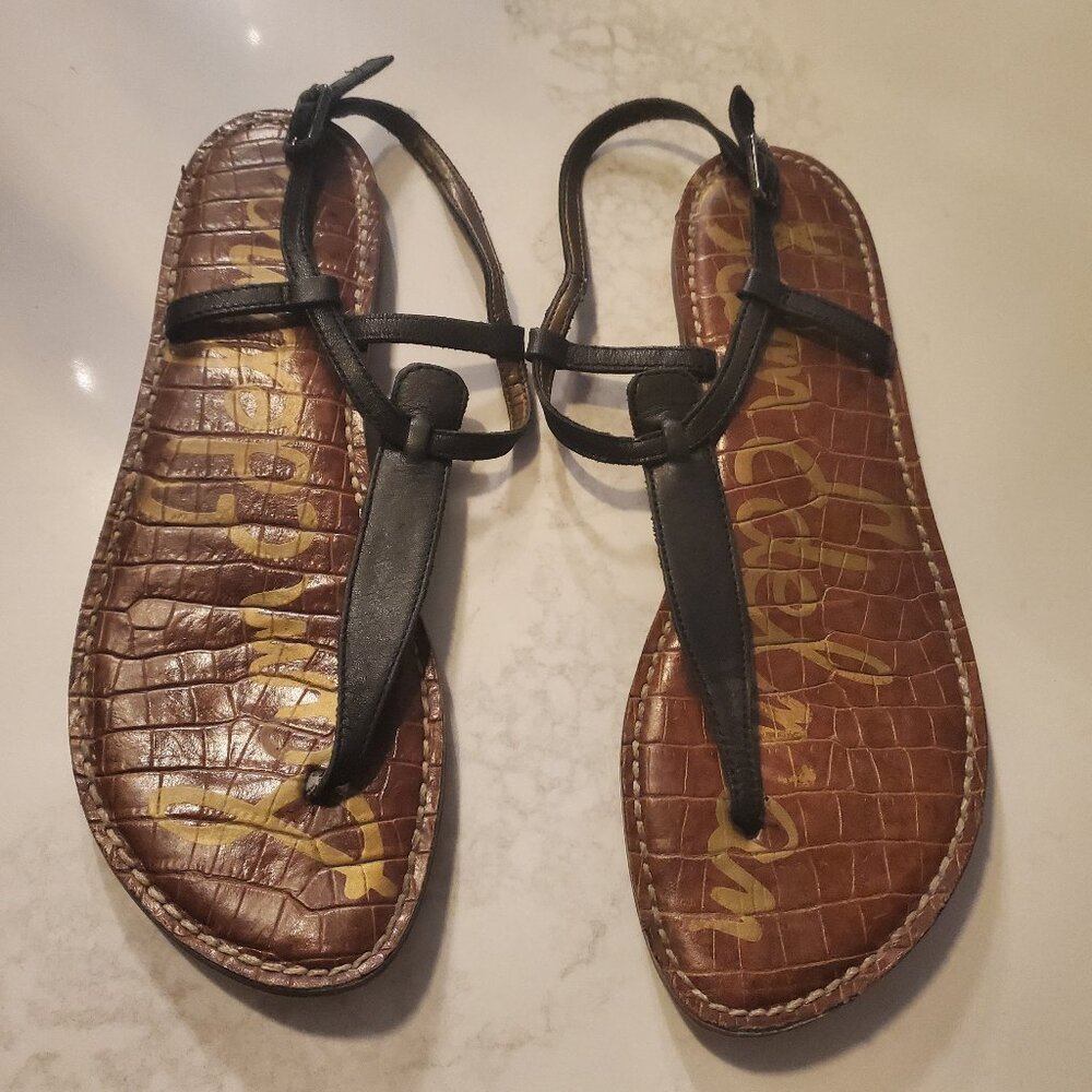 Sam Edelman Matte Black T-Strap Sandal  7.5M